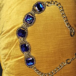 Excellent Condition Blue & Gold Statement Necklace